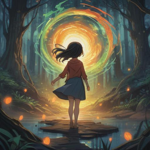 A serene and thought-provoking illustration, abstract representations of energy flow, visual metaphors for pain and healing, soft light illuminating a figure in meditation, deep blues and purples to evoke spirituality, nature elements surrounding the figure, symbolic imagery of transformation, calming atmosphere, 4k