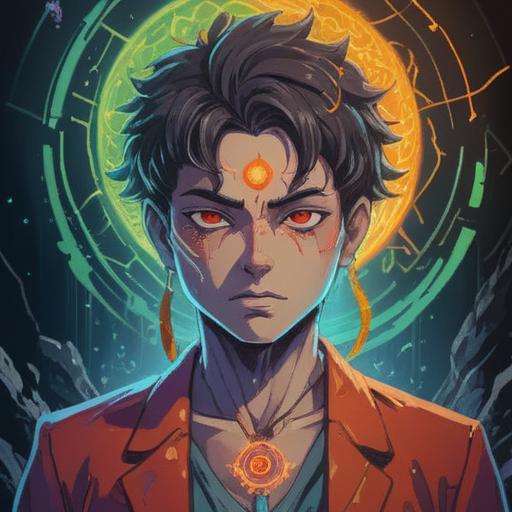 Spiritual illustration representing the concept of headache as a sign of transformation, gentle light surrounding the head, symbolic elements like chakras and energy flows, ethereal background, calming colors, a serene figure in meditation, harmonious atmosphere, 4k