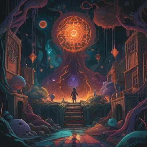 A surreal illustration depicting unsettling spiritual signs when feeling discomfort, abstract symbols representing intuition and awareness, shadowy figures in the background, eerie colors creating an unsettling atmosphere, a person contemplating their feelings, hints of nature intertwining with the spiritual elements, 4k