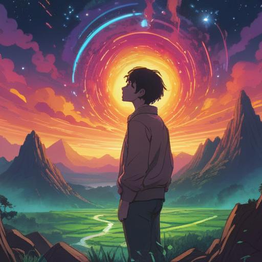 A serene, ethereal landscape depicting a person experiencing a headache, surrounded by soft, glowing light, symbolic representations of spiritual awakening, gentle energy flow around the head, tranquil colors, nature-inspired elements like flowing rivers and vibrant flowers, imagery of chakras aligning, a sense of calm and introspection, 4k