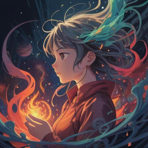 A spiritual representation of music flowing in the mind, vibrant colors, abstract patterns symbolizing sound waves, ethereal atmosphere, brain imagery interwoven with musical notes, meditative and transcendent vibe, harmony between thought and melody, 4k