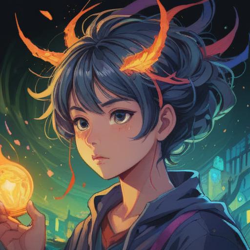 A mystical and serene illustration, ethereal energy surrounding a person's head, vibrant colors illuminating thoughts, abstract symbols representing creativity and intuition, tranquil nature backdrop with soft clouds, a sense of enlightenment and connection to the universe, 4k