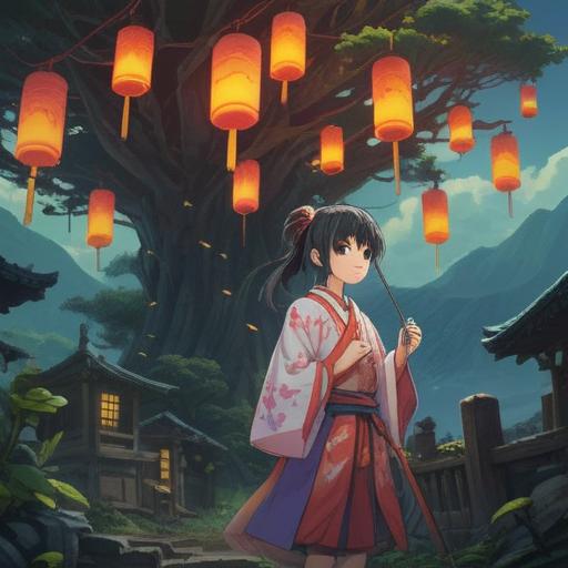 A serene illustration depicting the moment of realization of the presence of Fujigasaki Ryujin, subtle spiritual signs in the environment, glowing orbs of light floating, gentle waves rippling in a calm river, lush greenery surrounding, a peaceful sky at dusk, a feeling of awakening and connection to the spiritual realm, detailed elements indicating guidance, 4k