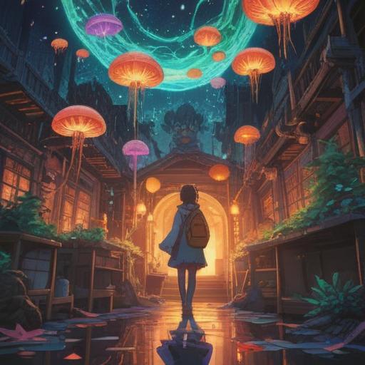 A serene and ethereal scene depicting a person surrounded by glowing, colorful auras, symbolizing spiritual awakening, intricate patterns representing thoughts and emotions swirling around, a gentle light illuminating their face, a sense of peace and understanding, vibrant nature in the background, soft-focus elements representing introspection, harmonious colors, 4k