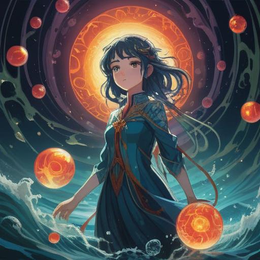 A mystical and serene illustration depicting an ethereal figure surrounded by floating orbs of light, gentle energy waves radiating from the figure, a tranquil garden setting with vibrant flora, a sense of aura and spiritual energy, soft pastel colors, dreamy atmosphere, intricate details, 4k