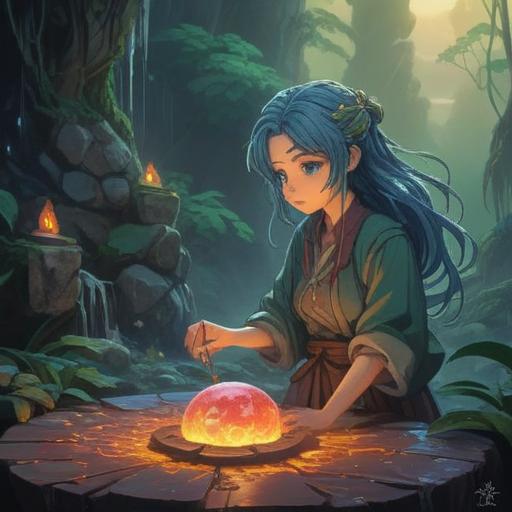 A mystical lucky stone surrounded by swirling steam, soft glows highlighting intricate carvings on the stone's surface, ethereal light emanating from within, nestled in a serene forest setting, vibrant greenery, gentle rays of sunlight filtering through the trees, tranquil atmosphere, 4k