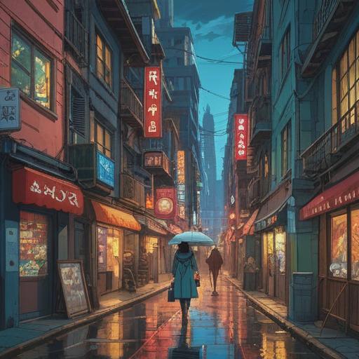 A transformative journey of personal growth after experiencing theft, overcoming adversity, introspective reflections, a figure walking through a vibrant city, elements of resilience and hope, various emotions depicted in the surroundings, a contrast between darkness and light, symbolic representations of strength, 4k