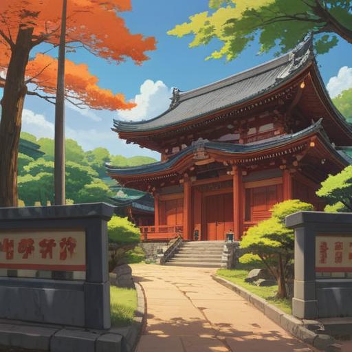 A serene illustration of Yasaka Shrine after a visit, a peaceful atmosphere, individuals practicing self-improvement techniques, such as meditation and journaling, surrounded by cherry blossom trees, traditional Japanese architecture in the background, soft evening light, gentle breeze, harmonious connection with nature, 4k