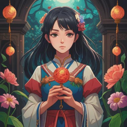 A serene illustration depicting a woman holding a lucky charm, surrounded by calming elements like soft flowers and gentle light, showing signs of emotional healing, a background with warm colors symbolizing peace, a comforting atmosphere, focus on the charm's intricate details, conveying hope and connection, 4k