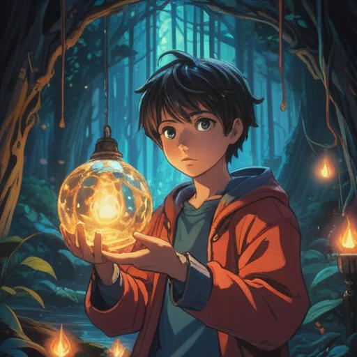 A serene scene depicting a person holding a small, glowing charm, bright light emanating from it, surrounded by a calming aura, expression of relief and happiness on their face, soft focus on a background of nature, gentle sunlight filtering through trees, symbolizing hope and resilience, 4k