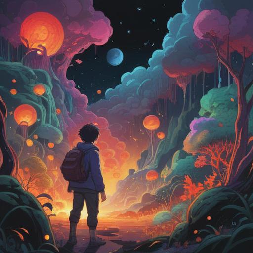 A surreal illustration depicting a person experiencing a moment of realization after being yelled at, vibrant colors, symbolic elements representing growth and transformation, ethereal light illuminating the scene, a blend of chaos and tranquility, abstract forms showing energy flow, thought-provoking atmosphere, 4k