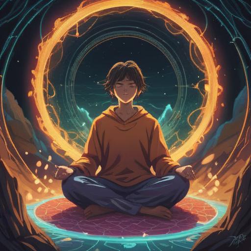 A serene illustration of a person sitting in meditation, surrounded by swirling energy patterns, ethereal light illuminating their aura, hints of warning symbols appearing in the air, calming nature scene in the background, soft pastel colors, a sense of introspection and awareness, capturing the essence of spiritual signs, 4k