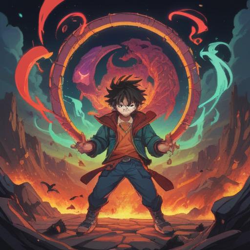 A vibrant illustration of a lucky item that symbolizes the release of anger, featuring a powerful talisman glowing with energy, surrounded by fiery motifs and calming elements, dynamic composition, rich colors, intricate patterns, a sense of movement, emotional expression, 4k