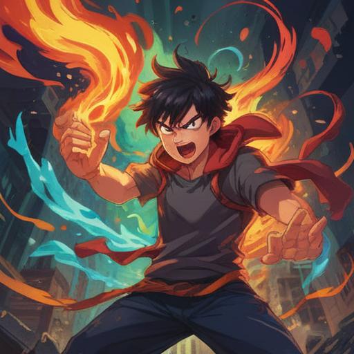 A vibrant and dynamic illustration depicting the essence of anger as a powerful energy, swirling shadows and flames intertwining to symbolize emotional depth, ethereal light breaking through dark clouds, figures representing inner turmoil and transformation, energy radiating outward, spiritual significance of anger, surreal and mystical elements, rich colors, high contrast, 4k