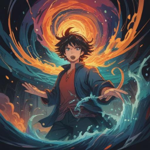 A mystical illustration representing the spiritual meaning of anger, swirling energy and vibrant colors, abstract forms embodying intense emotions, ethereal light reflecting inner turmoil, contrasting calm and chaos, a figure meditating at the center, symbolic elements surrounding, 4k