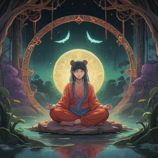 A serene and mystical illustration, showcasing the transformative power of anger as a spiritual sign, soft ethereal light, a person meditating amidst swirling vibrant energies, contrasting calmness and chaos, surrounded by symbols of growth and enlightenment, harmonious colors blending together, nature elements representing balance, 4k