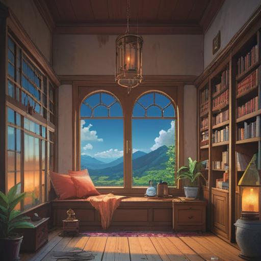 A serene and calming scene depicting a peaceful room filled with soothing aromatherapy elements, soft diffused light, various essential oils and a diffuser releasing gentle wisps of fragrant mist, a person meditating with a serene expression, surrounded by lush greenery and calming decor, emphasizing tranquility and wellness, harmonious color palette, inviting atmosphere, 4k