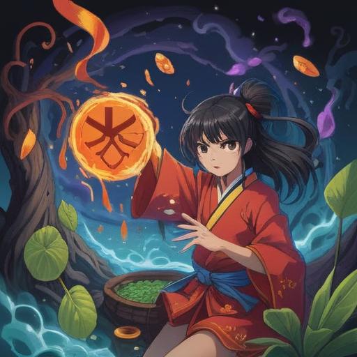 A vibrant illustration of a person finding a lucky item to release their anger, surrounded by symbols of good fortune like four-leaf clovers and lucky charms, dynamic expression showcasing relief and joy, colorful background enhancing the emotional release, intricate details on the lucky items, 4k