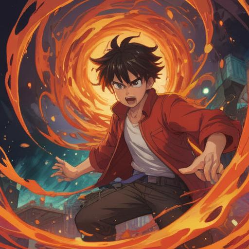 A powerful depiction of anger as a vibrant energy, dynamic motion, abstract representation, swirling colors of red and orange, intense emotion radiating outward, spiritual motifs intertwining with flames, focus on energy flow, 4k