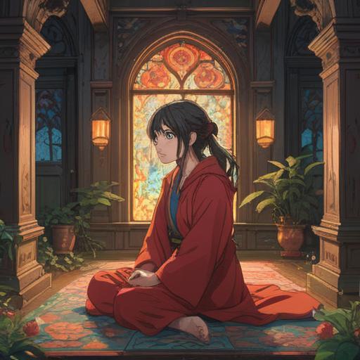 A serene illustration depicting a person reflecting on their past experience of being scolded, ethereal light illuminating their contemplative expression, surrounded by symbolic elements representing growth and transformation, gentle waves of color flowing around, a tranquil atmosphere, soft textures, spiritual awakening themes, 4k