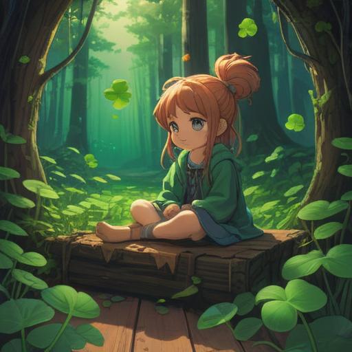 A serene illustration of a lucky item after a moment of disappointment, featuring a vibrant four-leaf clover resting on a gently illuminated wooden table, sunlight streaming through a nearby window, casting soft shadows, symbolizing hope and positivity, with a warm and uplifting atmosphere, 4k