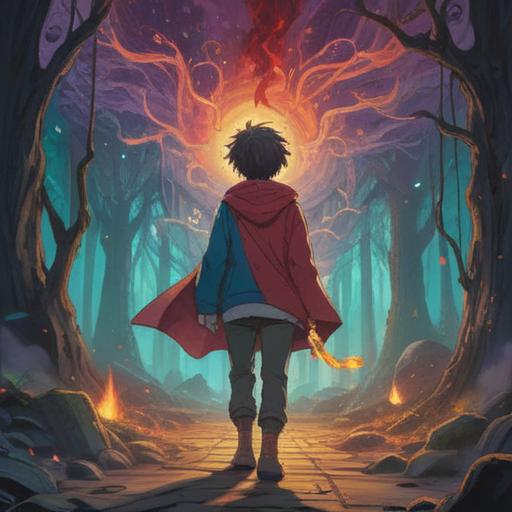 A mystical scene depicting a person surrounded by an eerie aura, visible tension in the air, symbols of warning like shadows or flickering lights, a looming figure representing someone provoking anger, spiritual energy emanating from the individual, deep emotional expressions, contrasting colors, ethereal elements, 4k