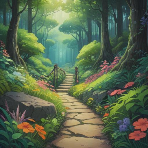 A serene landscape showcasing a thoughtful individual standing on a winding path, surrounded by lush greenery and vibrant flowers, symbolizing the journey of choosing land, gentle sunlight filtering through the trees, a sense of tranquility and introspection, clear sky above, vivid colors, inviting atmosphere, harmonious blend of nature and emotion, 4k