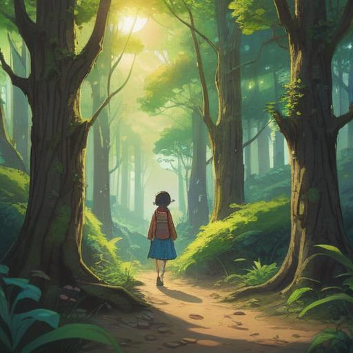 A serene landscape depicting a person releasing a piece of land, vibrant greenery, soft sunlight filtering through trees, symbolic elements representing spiritual growth, gentle breeze, ethereal atmosphere, peaceful expression, harmonious connection with nature, 4k