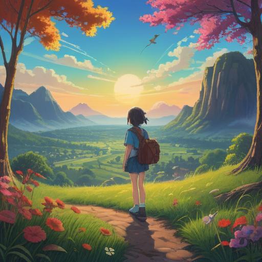 A serene landscape portraying a confident individual standing in front of a beautiful piece of land, vibrant sunlight casting warm rays, clear blue sky, lush greenery, a sense of accomplishment, thoughtful expression, planning for the future, calm and determined, inviting atmosphere, 4k