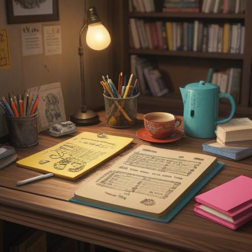 A collection of diverse notes and reminders arranged neatly on a wooden table, colorful sticky notes and handwritten lists, a cup of coffee beside the notes, warm natural lighting filtering through a nearby window, organized chaos, inviting workspace, 4k