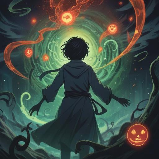 A mystical illustration depicting a person experiencing nausea, surrounded by swirling dark energies, ethereal symbols in the air, ominous shadows lurking in the background, a sense of foreboding, introspective expression on the character's face, high contrast lighting, surreal atmosphere, 4k