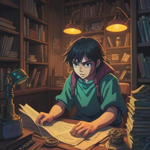 A person sitting at a cluttered desk, sorting through an old telephone directory, soft light illuminating the pages, ethereal symbols and glowing orbs appearing around, a sense of calm and mystery, the air filled with a faint glow, intricate details of the directory pages, a serene atmosphere, subtle spiritual elements, 4k