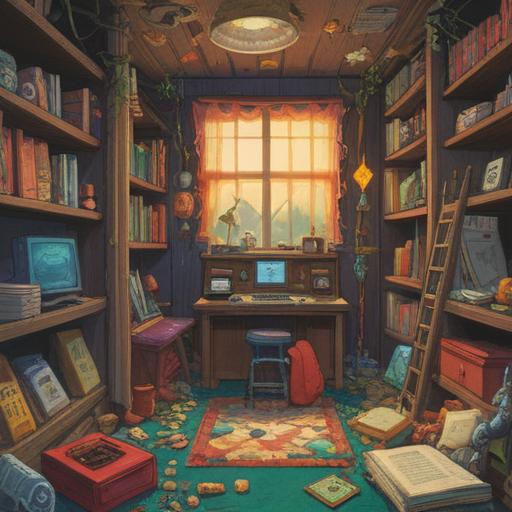 A whimsical illustration of lucky items found after organizing a telephone directory, colorful lucky charms, neatly arranged phone book pages, vibrant colors, a sense of discovery and joy, playful atmosphere, small treasures scattered around, hint of nostalgia, 4k