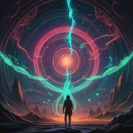 A mystical energy item that transforms radio interference, glowing in vibrant colors, surrounded by swirling energy waves, futuristic design, intricate details on the item, ethereal light emanating from it, calm and serene atmosphere, technology and nature harmony, 4k