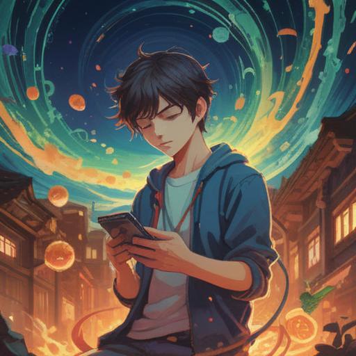 A serene scene depicting a person looking at their phone, surrounded by a swirling aura, faint symbols of energy waves in the air, soft glowing orbs representing spiritual signs, a cloudy sky suggesting interference, a tranquil landscape, emphasizing alertness to unseen signals, 4k