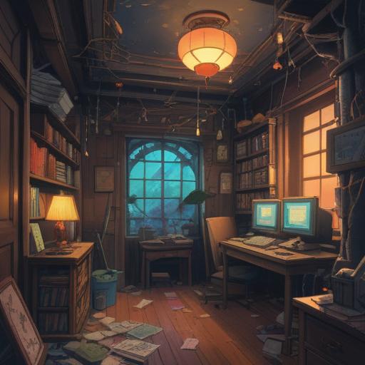 A magical crystal with vibrant colors, glowing softly in a dimly lit room, surrounded by broken calculator parts, the aura of luck and positivity emanating from the crystal, intricate patterns on the crystal surface, hints of shimmering light reflecting in the background, a sense of hope and new beginnings, 4k