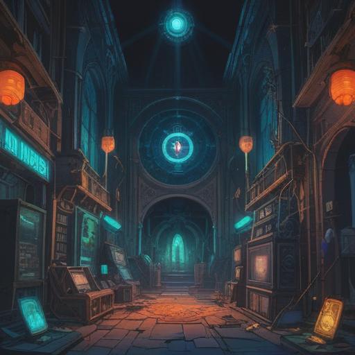 A surreal representation of spiritual signs during electronic device malfunction, glowing symbols and ethereal lights, an aura of mysticism surrounding broken gadgets, whispers of ancient wisdom in the air, a blend of technology and spirituality, vivid colors enhancing the sense of urgency, intricate details on the devices, a dreamlike atmosphere, 4k