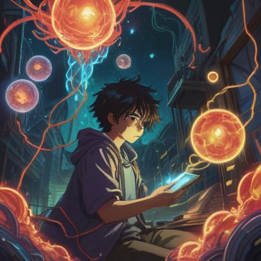 A captivating illustration depicting a person experiencing electronic device troubles, surrounded by swirling energy, glowing orbs representing spiritual signs, ethereal light beams illuminating a dim room, a sense of awareness and introspection, contrasting colors highlighting the chaos of technology, serene facial expression conveying calmness, symbolic representations of balance and harmony, mystical atmosphere, 4k