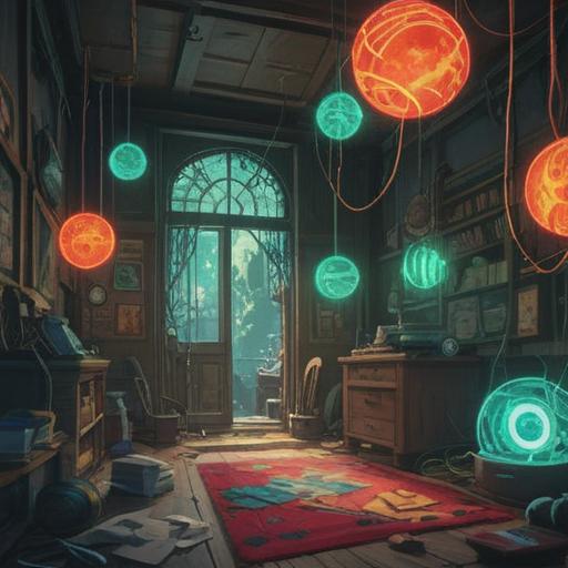 A serene and ethereal scene depicting a broken electrical appliance surrounded by glowing, soft orbs of light, symbolizing transformation and spiritual awakening, gentle rays of sunlight filtering through a window, plants growing in the background, signifying renewal and growth, an aura of calm and positivity, 4k
