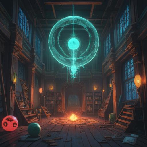 A mystical illustration depicting spiritual signs when electronic devices malfunction, glowing orbs representing energy, ethereal beings guiding through a dark room, flickering lights symbolizing a warning, serene and tranquil colors, nature elements subtly intertwined, 4k