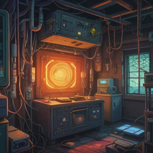 A surreal representation of a malfunctioning electrical appliance, glowing aura, symbolic imagery, hints of spiritual energy, peaceful surroundings, soft light filtering through, abstract interpretations of signs, harmonious colors, dreamlike atmosphere, representing positive spiritual messages, 4k