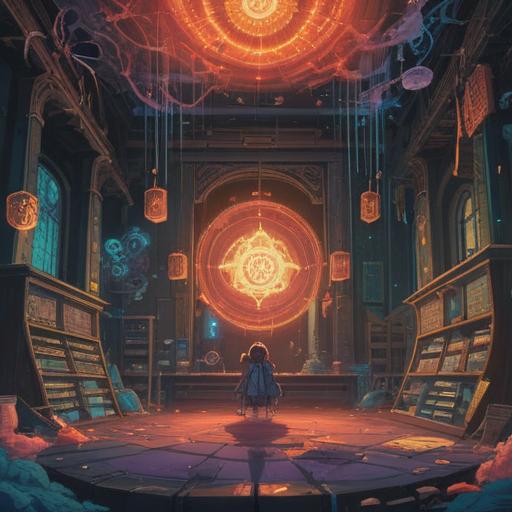 A surreal illustration depicting a broken electronic device surrounded by floating spiritual symbols, ethereal light, warning signs, a mystical aura, a sense of impending change, harmonious colors, dreamlike atmosphere, intricate details blending technology and spirituality, 4k