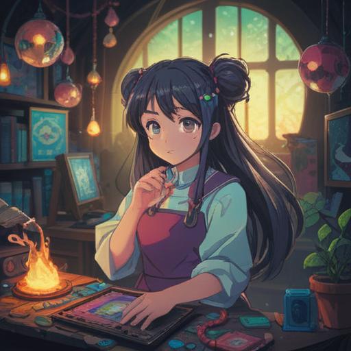 A broken electronic device transformed into a lucky charm, vibrant and whimsical, surrounded by sparkles and magical aura, contrasting emotions of disappointment and joy, enchanting atmosphere, detailed textures of the broken device, bright colors highlighting the charm's significance, 4k