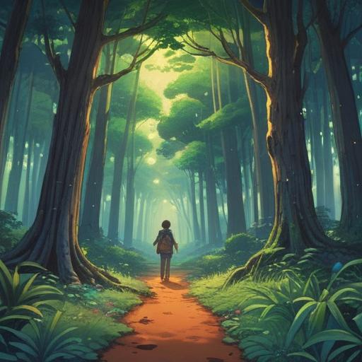 A serene landscape depicting the journey of career transition, a bright path leading towards a radiant horizon, symbols of growth and transformation, trees representing stability and change, soft clouds in the sky conveying new opportunities, a figure walking confidently along the path, harmonious colors representing balance and spirituality, peaceful atmosphere, 4k