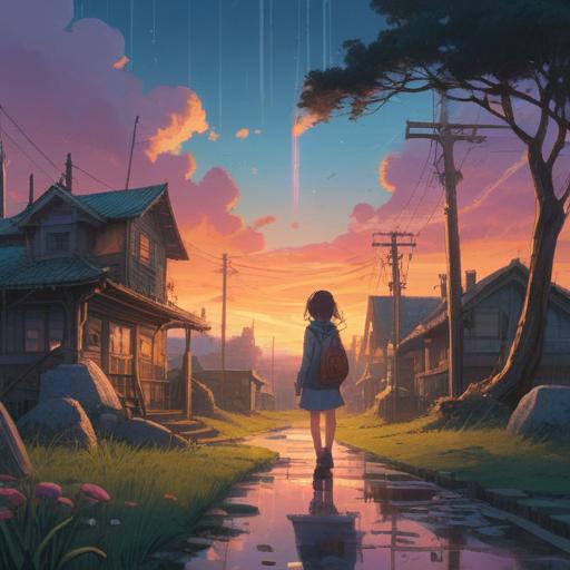 A serene scene depicting a person standing at a crossroads during twilight, illuminated by ethereal light, representing new beginnings and choices, symbolic elements like butterflies and blooming flowers, a sense of transformation and spiritual awakening, peaceful atmosphere, reflective journey, 4k