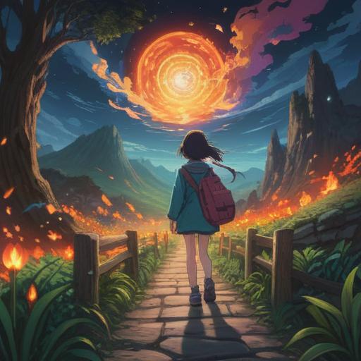 A mystical scene depicting the moment of making a career choice, glowing signs of positive energy surrounding a figure, serene atmosphere, a path illuminated by light, ethereal symbols representing guidance and clarity, vibrant colors, soft ethereal glow, calm and reflective expression, nature elements like trees and flowing water in the background, 4k