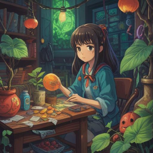 A whimsical illustration of a person surrounded by various lucky items for career transitions, vibrant colors, detailed depiction of objects like four-leaf clovers, lucky charms, and success symbols, dynamic composition, inspiring atmosphere, conveying hope and new beginnings, 4k