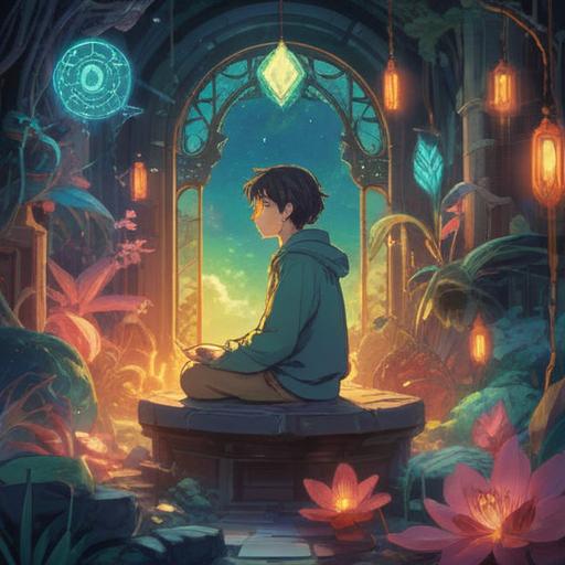A serene illustration depicting a person in contemplation, surrounded by ethereal symbols representing spiritual signs, a softly glowing aura, a tranquil nature setting with trees and a gentle stream, elements like butterflies or feathers symbolizing change, warm light filtering through the leaves, a sense of guidance and reflection, 4k