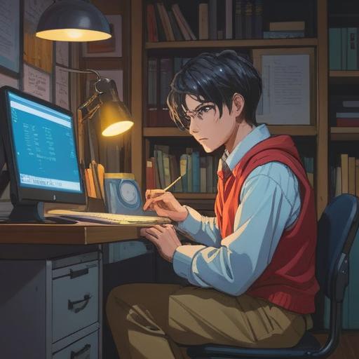 A motivational illustration depicting a confident individual preparing for a job interview, optimistic expression, organized workspace with a laptop and notepad, thoughtful planning, professional attire, bright and welcoming environment, self-assured body language, elements of networking such as business cards and a phone, inspirational atmosphere, 4k