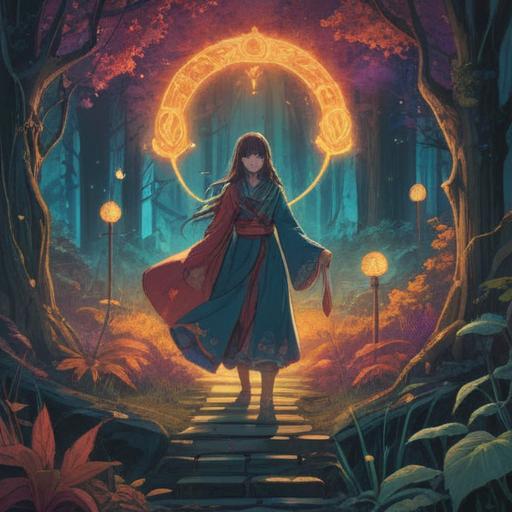 A mystical illustration depicting signs of spiritual guidance, a person surrounded by various symbols of change and transformation, ethereal light illuminating the scene, a tranquil atmosphere with elements of nature, subtle hints of intuition and signs, serene facial expression, harmonious colors, 4k